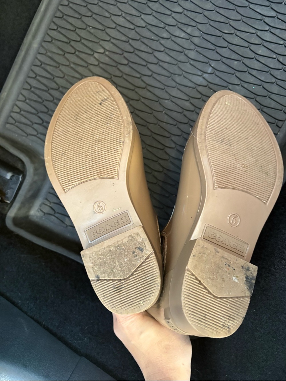 Coach Brown Chelsea Rain Booties with Signature Monogram Knit Collar - Picture 3 of 3